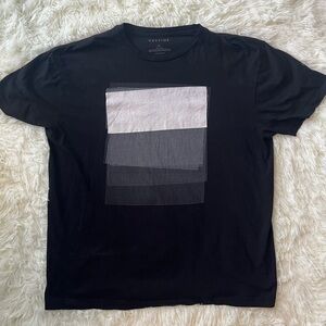 Vestige Black Tee with Layered Gray Design